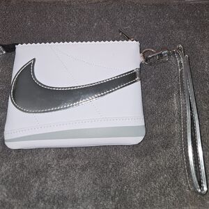 Nike White and Silver Clutch Wristlet